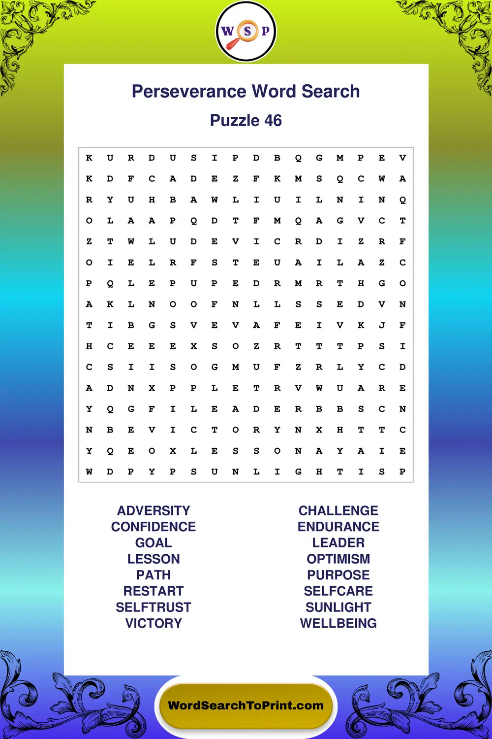 Perseverance Word Search Puzzle 46