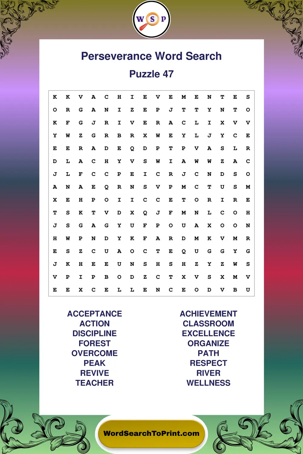 Perseverance Word Search Puzzle 47