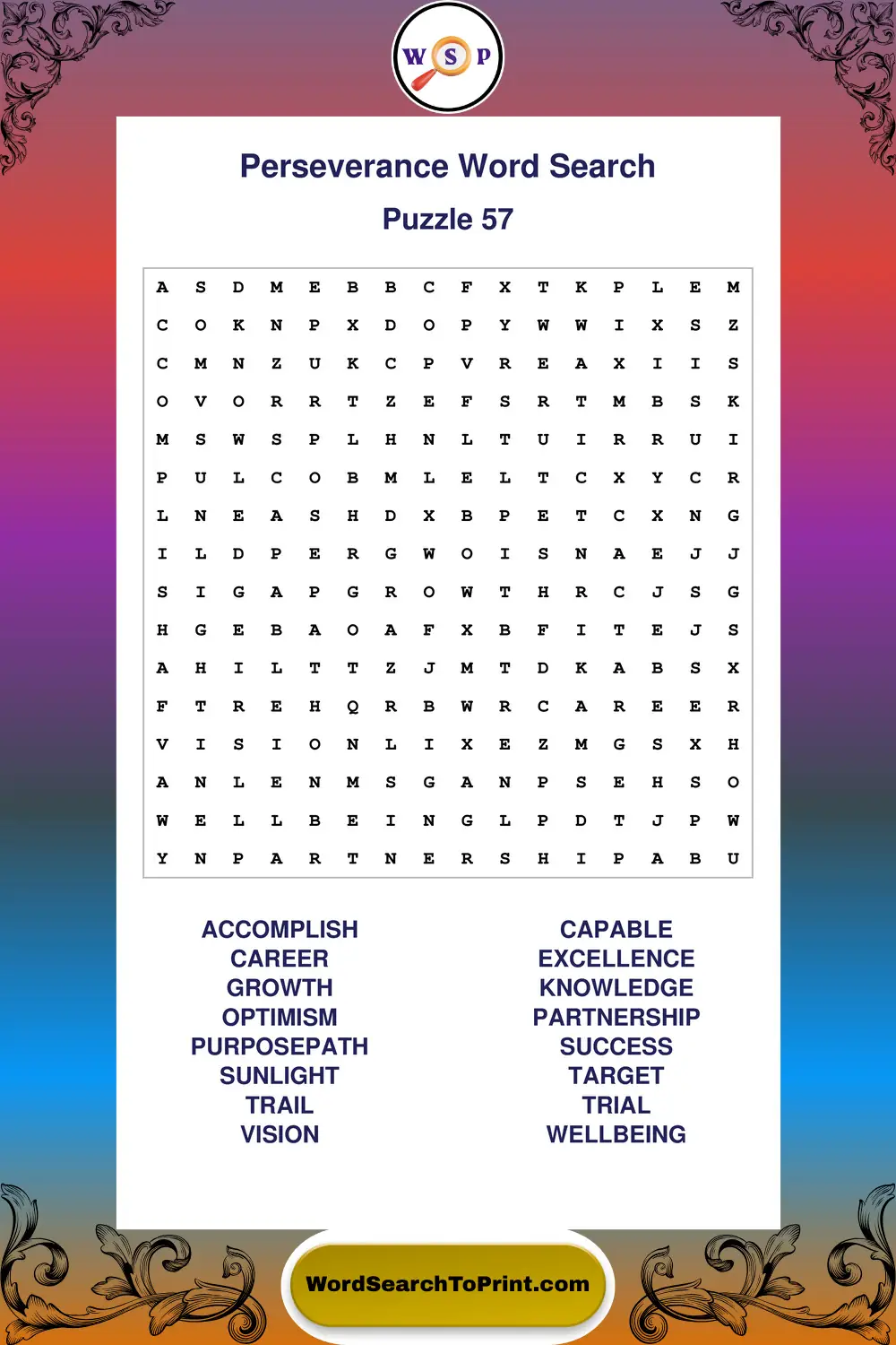 Perseverance Word Search Puzzle 57
