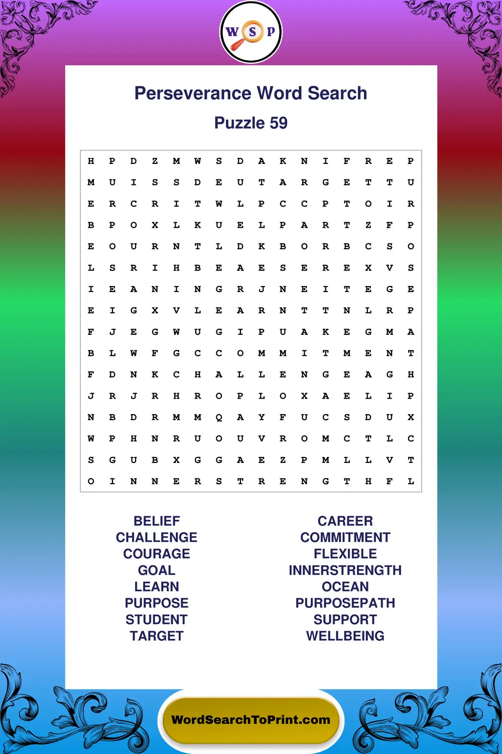 Perseverance Word Search Puzzle 59
