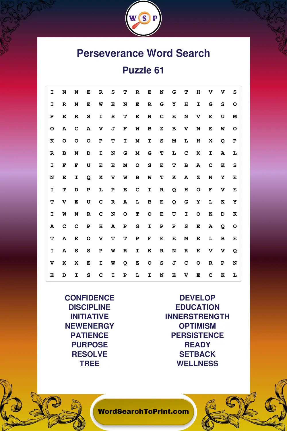 Perseverance Word Search Puzzle 61