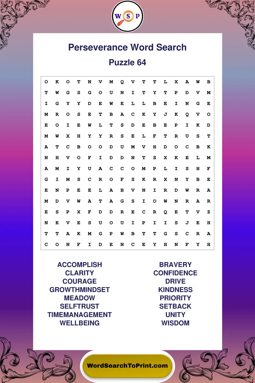 Perseverance Word Search Puzzle 64