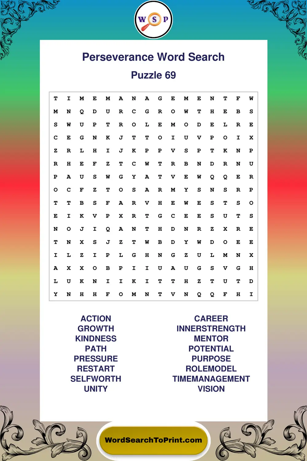Perseverance Word Search Puzzle 69