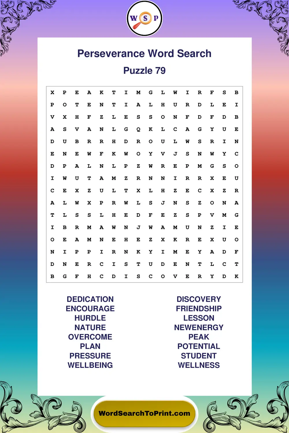 Perseverance Word Search Puzzle 79