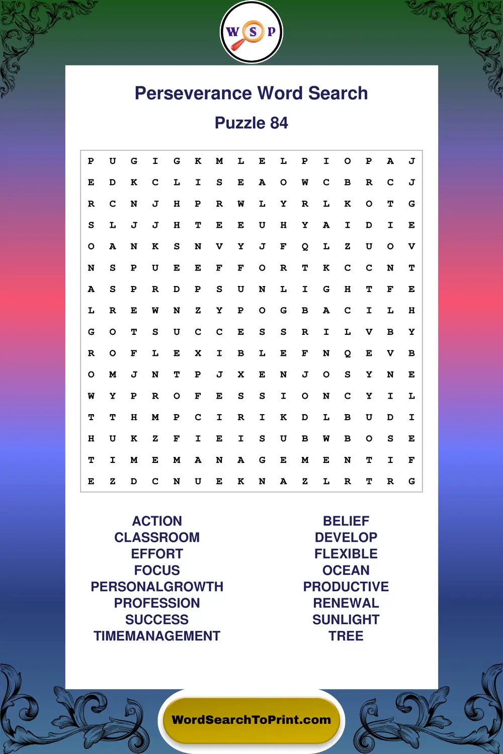 Perseverance Word Search Puzzle 84