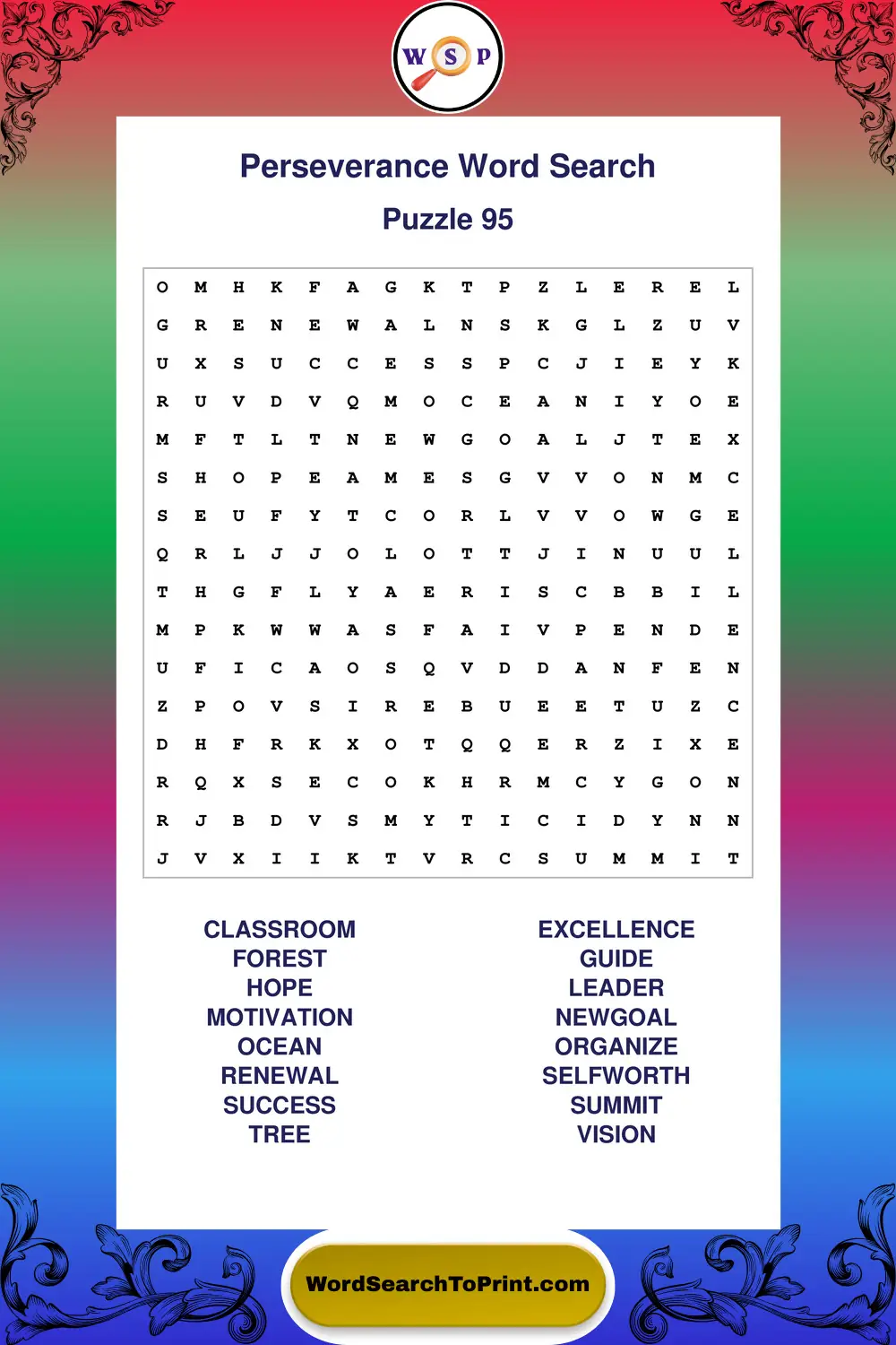 Perseverance Word Search Puzzle 95
