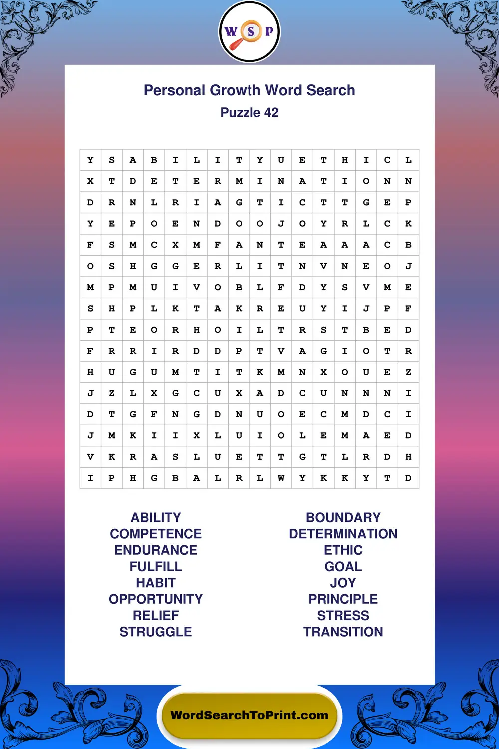 Personal Growth Word Search Puzzle 42