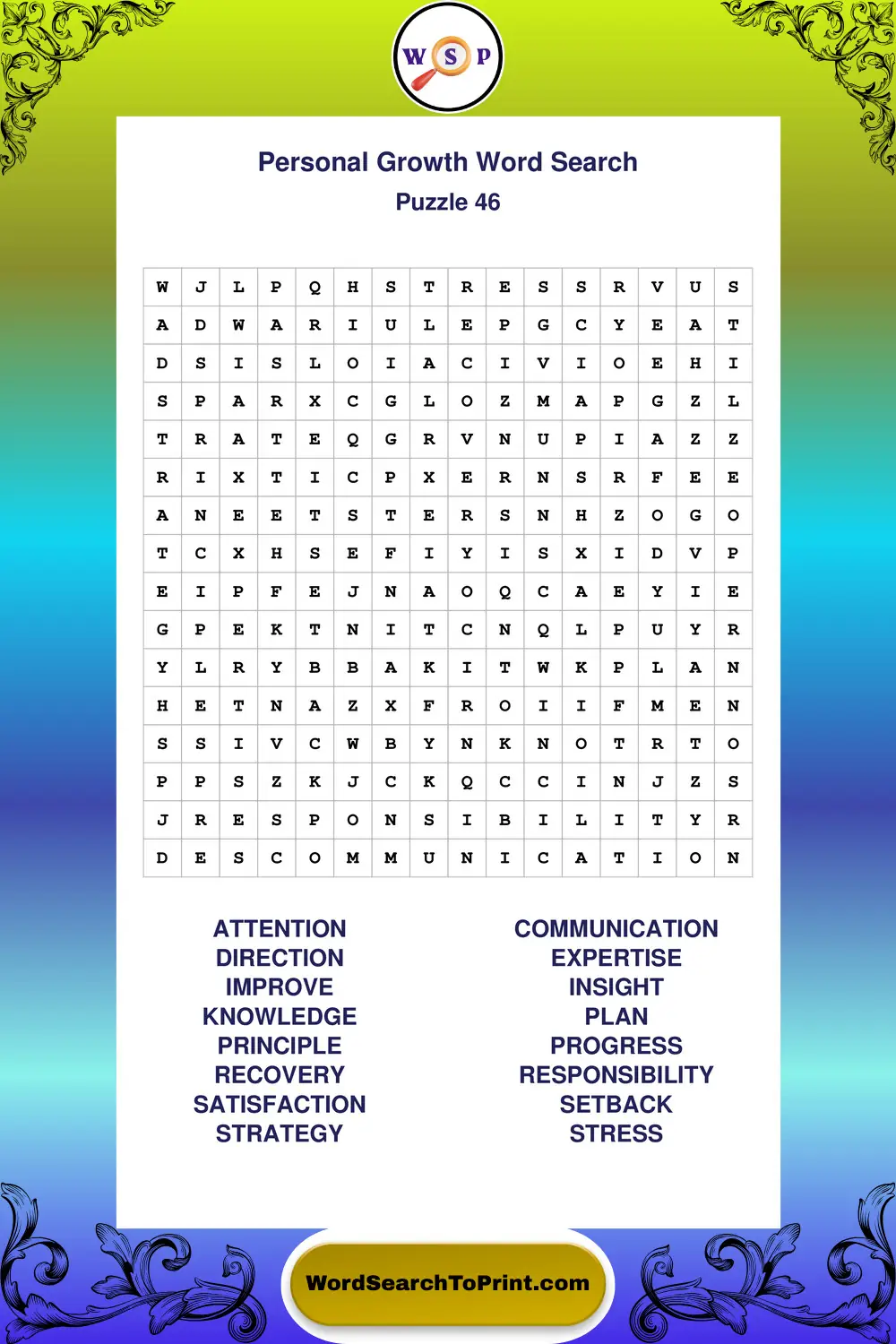 Personal Growth Word Search Puzzle 46