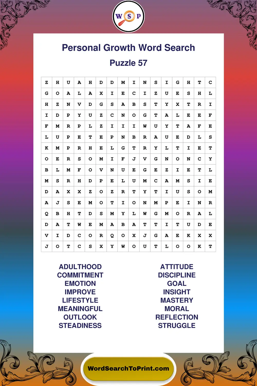Personal Growth Word Search Puzzle 57