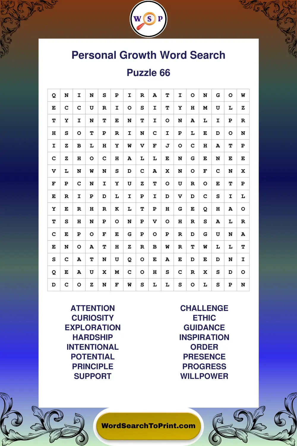 Personal Growth Word Search Puzzle 66