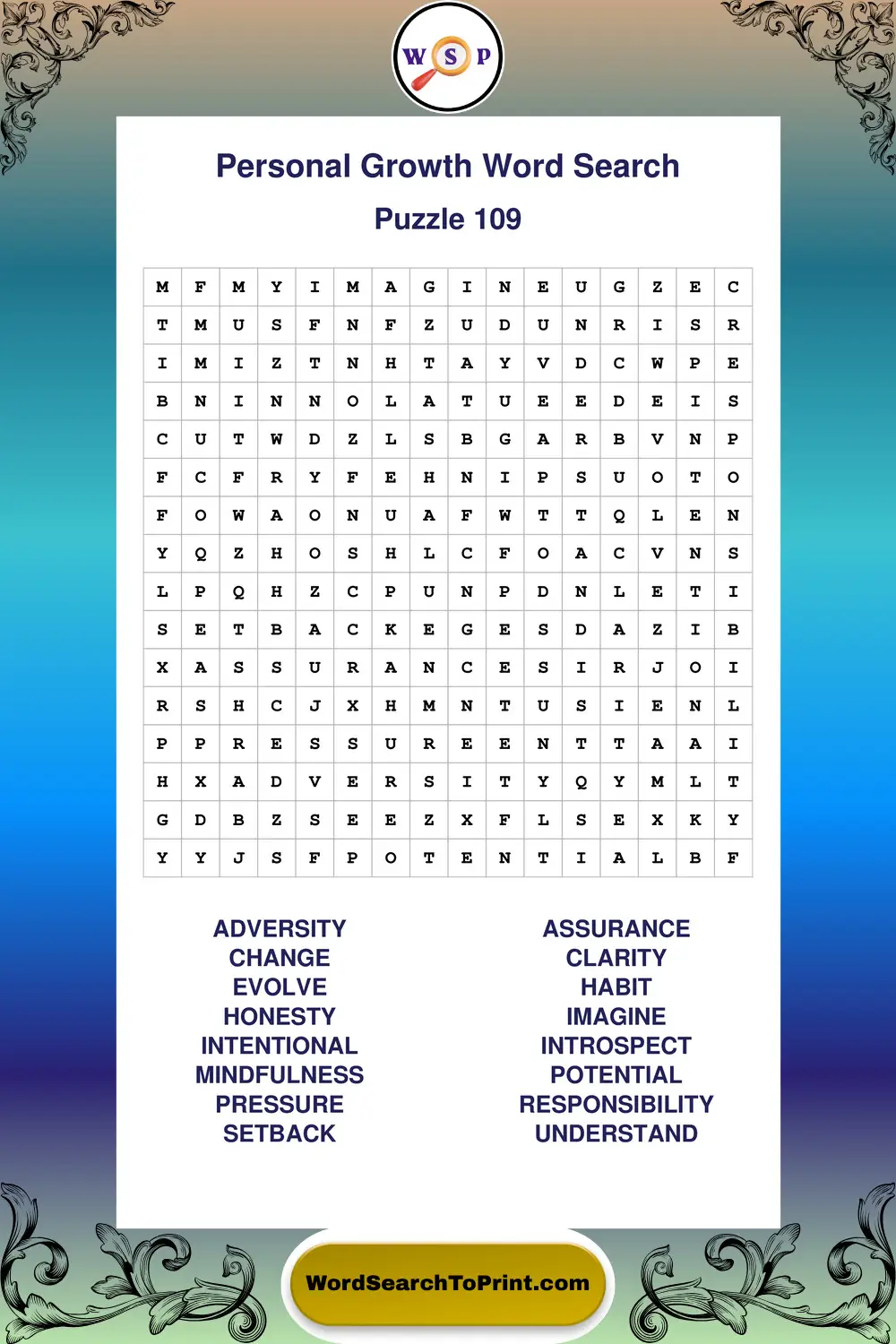 Personal Growth Word Search Puzzle 109
