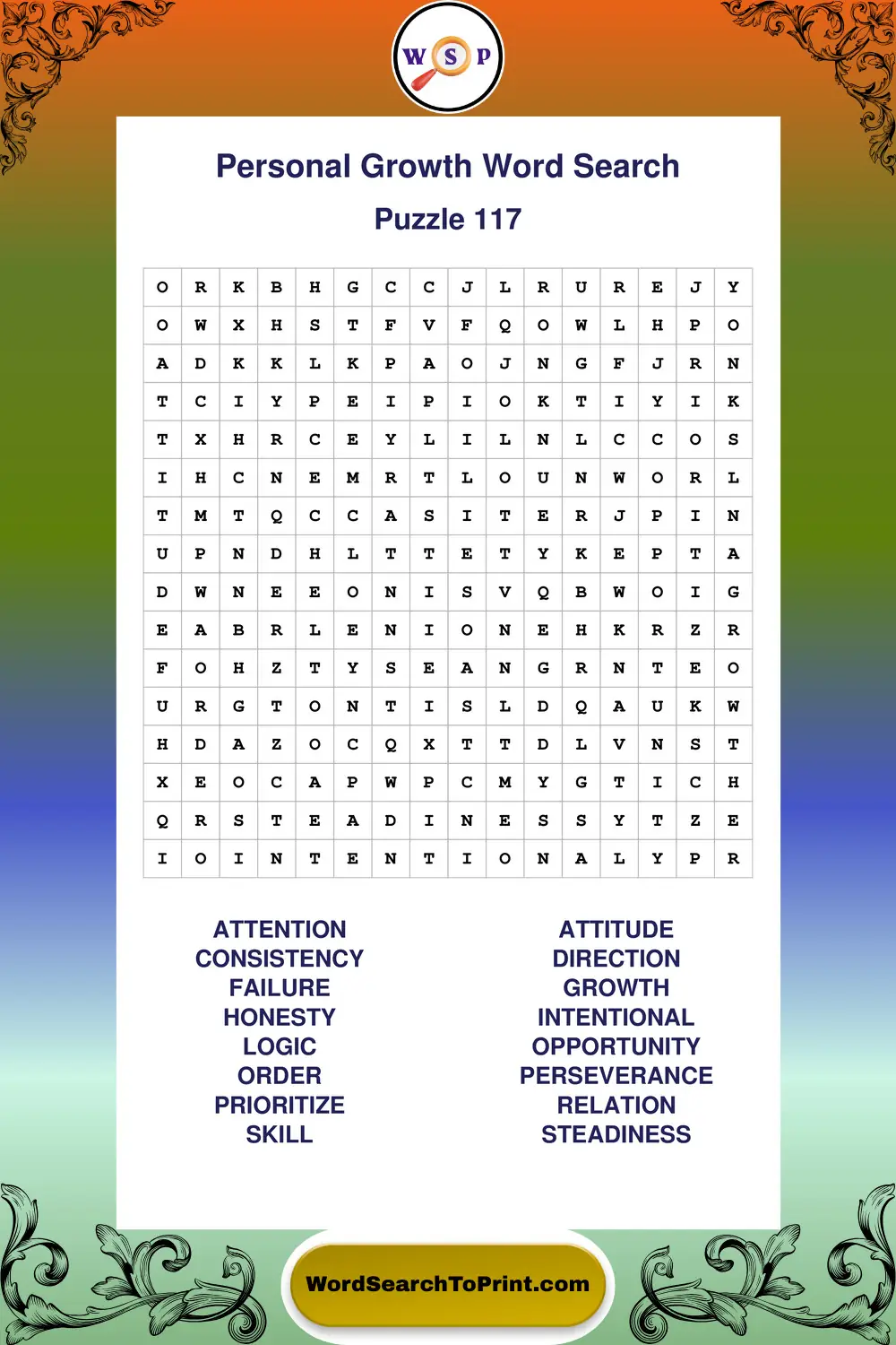 Personal Growth Word Search Puzzle 117