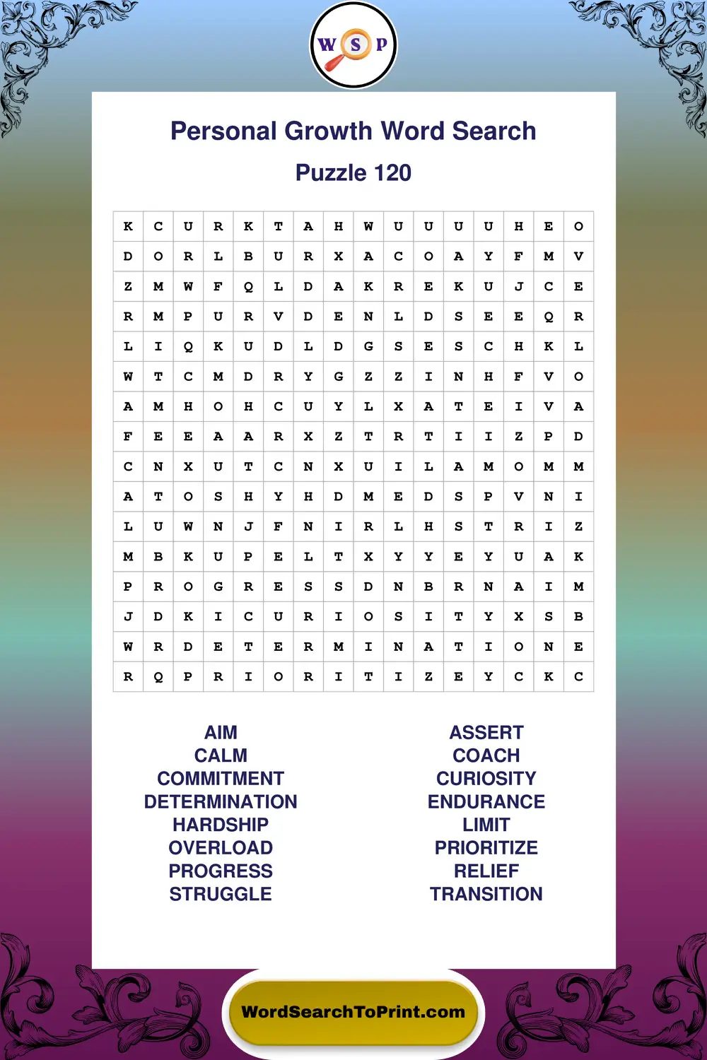 Personal Growth Word Search Puzzle 120