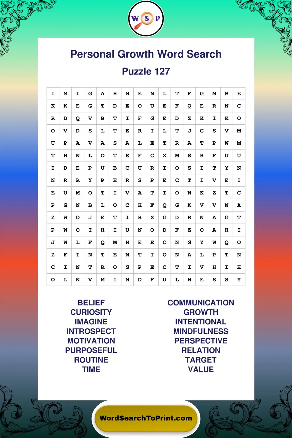 Personal Growth Word Search Puzzle 127