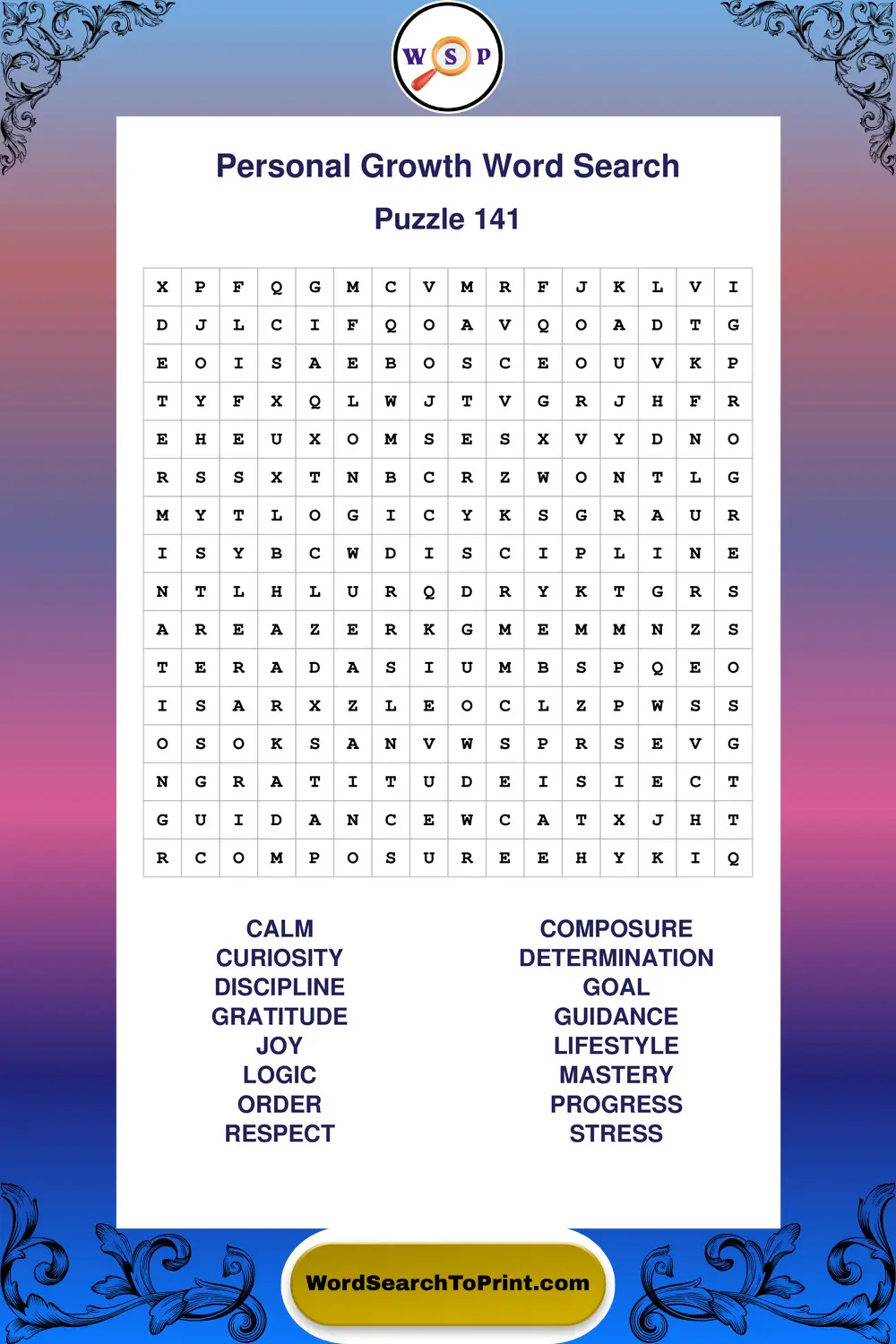 Personal Growth Word Search Puzzle 141