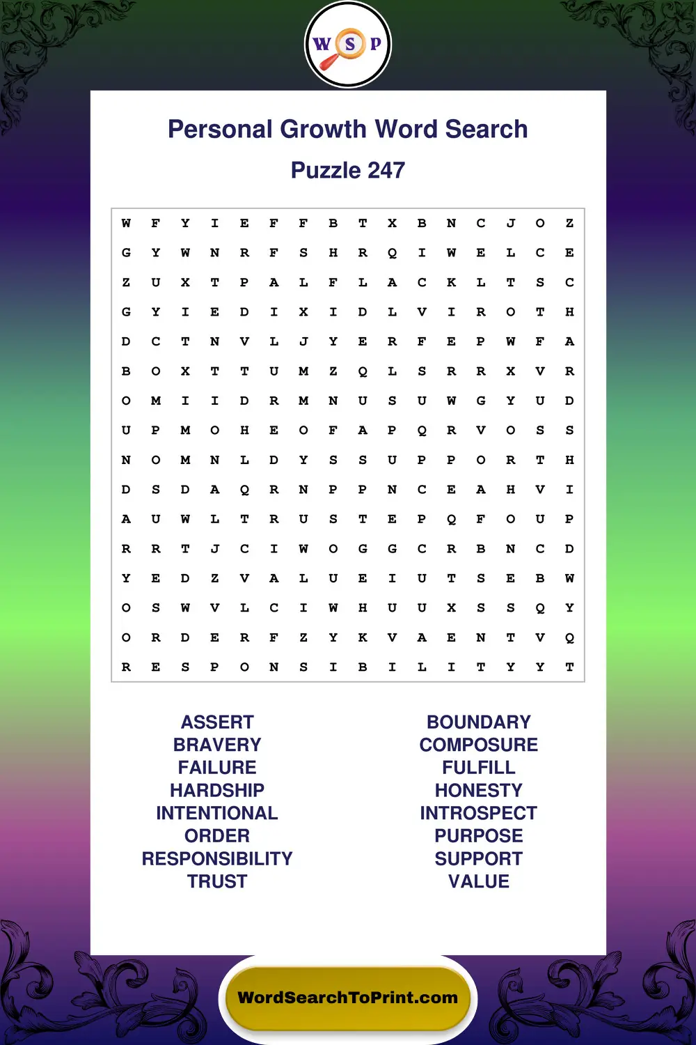 Personal Growth Word Search Puzzle 247