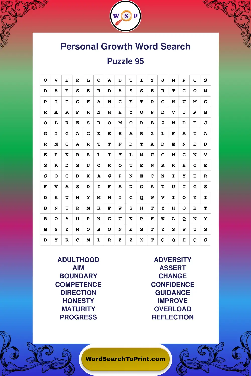 Personal Growth Word Search Puzzle 95