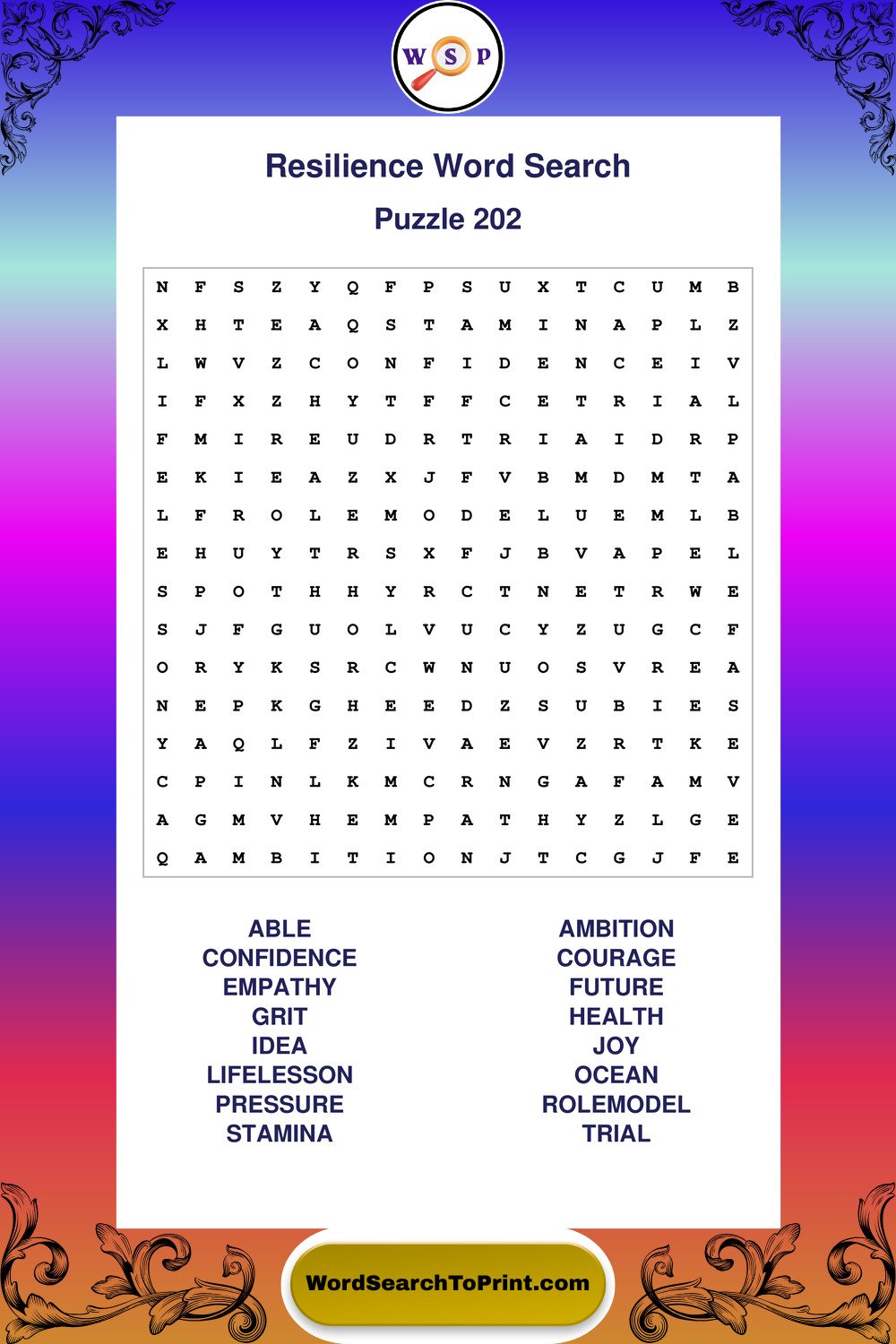 Resilience Word Search Puzzle 202