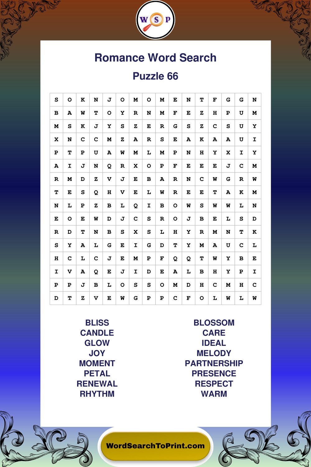 Romance Word Search Puzzle 66