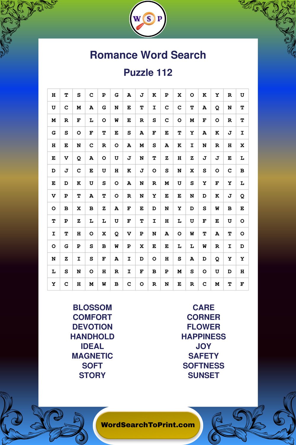 Romance Word Search Puzzle 112