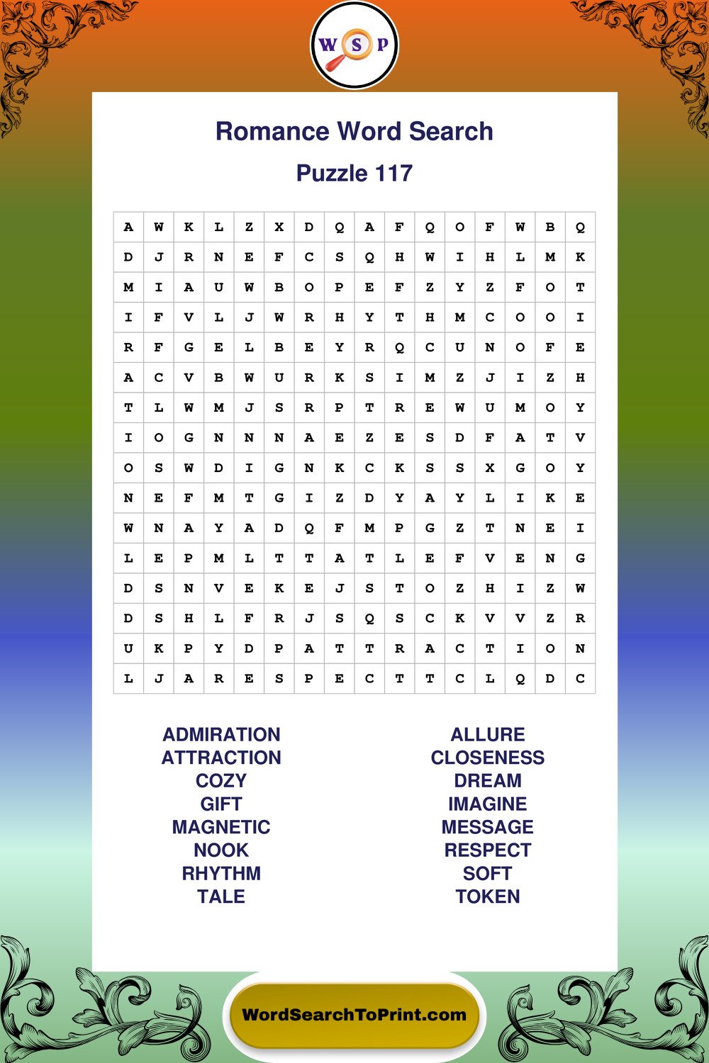Romance Word Search Puzzle 117