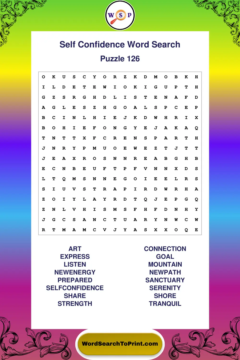 Self Confidence Word Search Puzzle 126