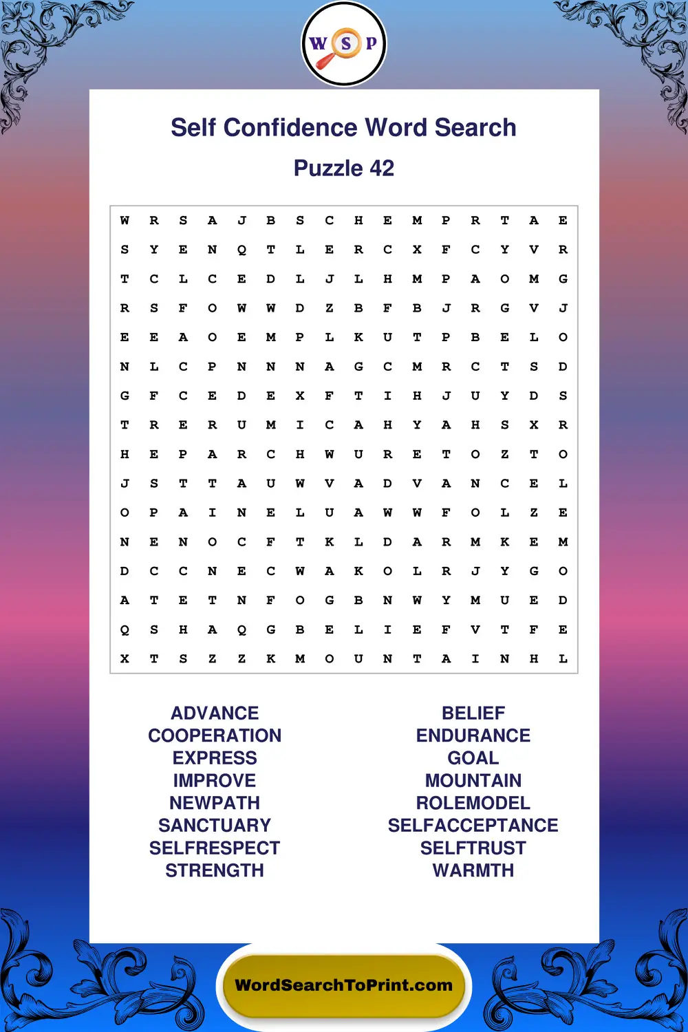 Self Confidence Word Search Puzzle 42