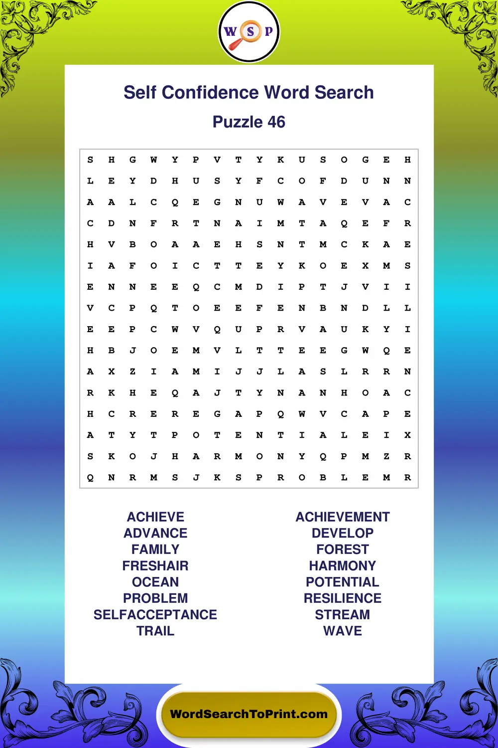 Self Confidence Word Search Puzzle 46