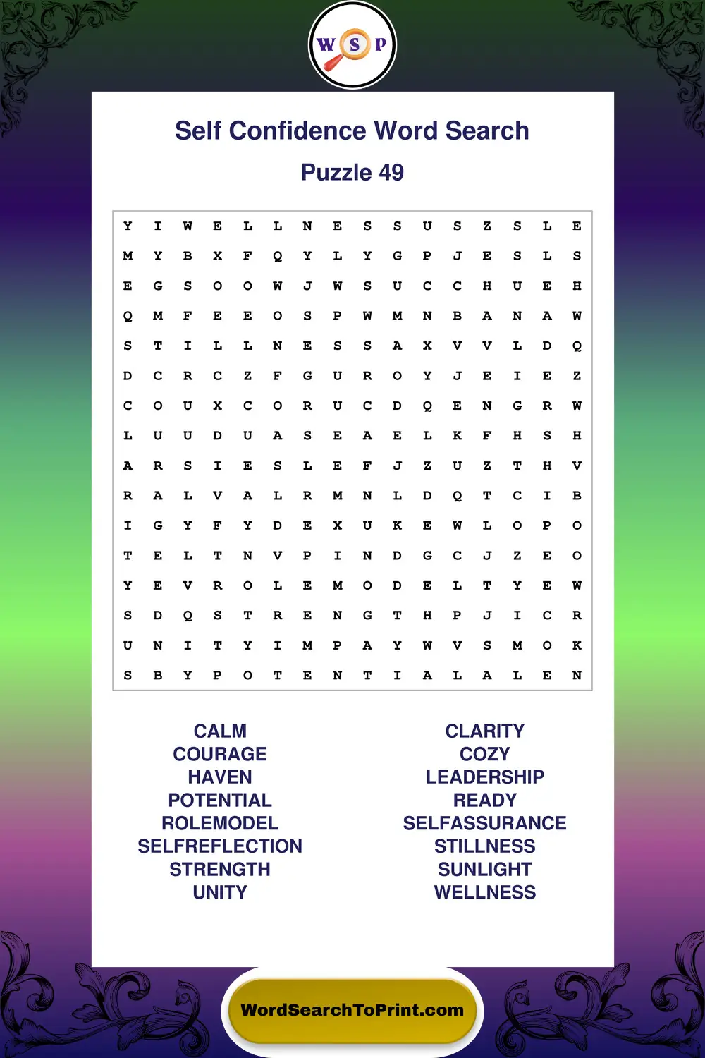 Self Confidence Word Search Puzzle 49