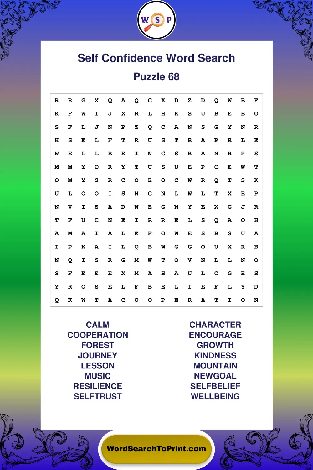 Self Confidence Word Search Puzzle 68
