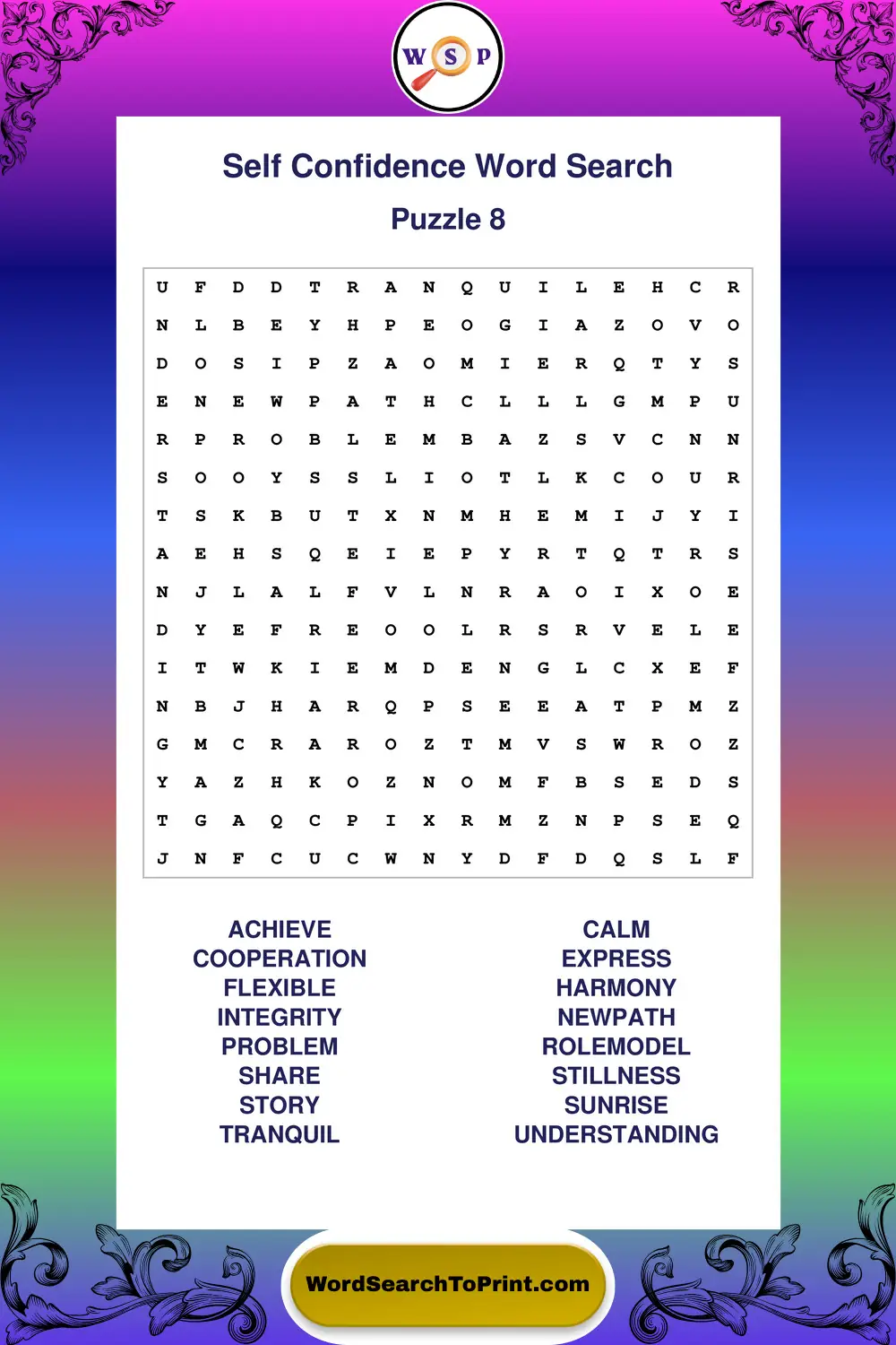 Self Confidence Word Search Puzzle 8