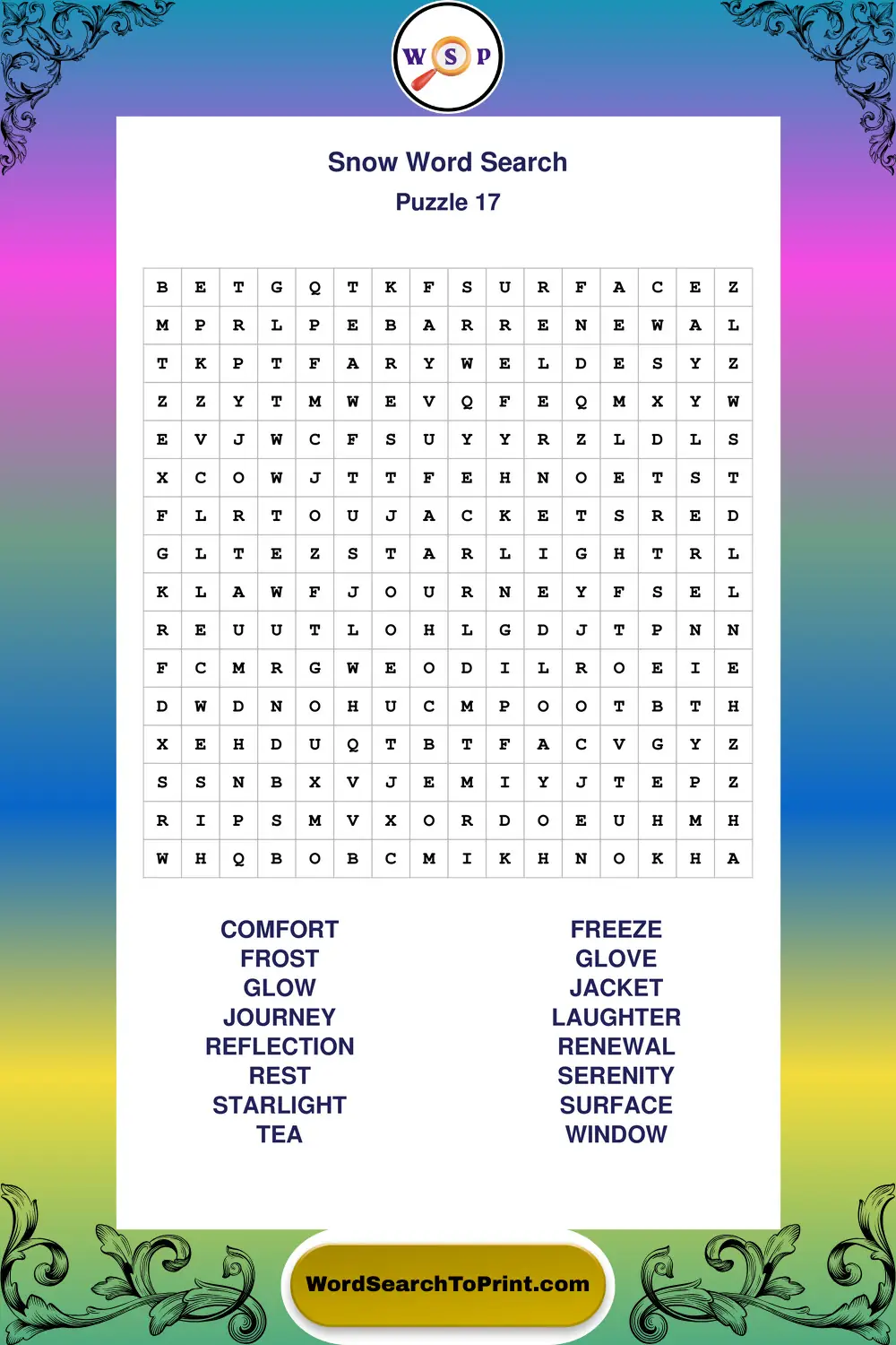Snow Word Search Puzzle 17