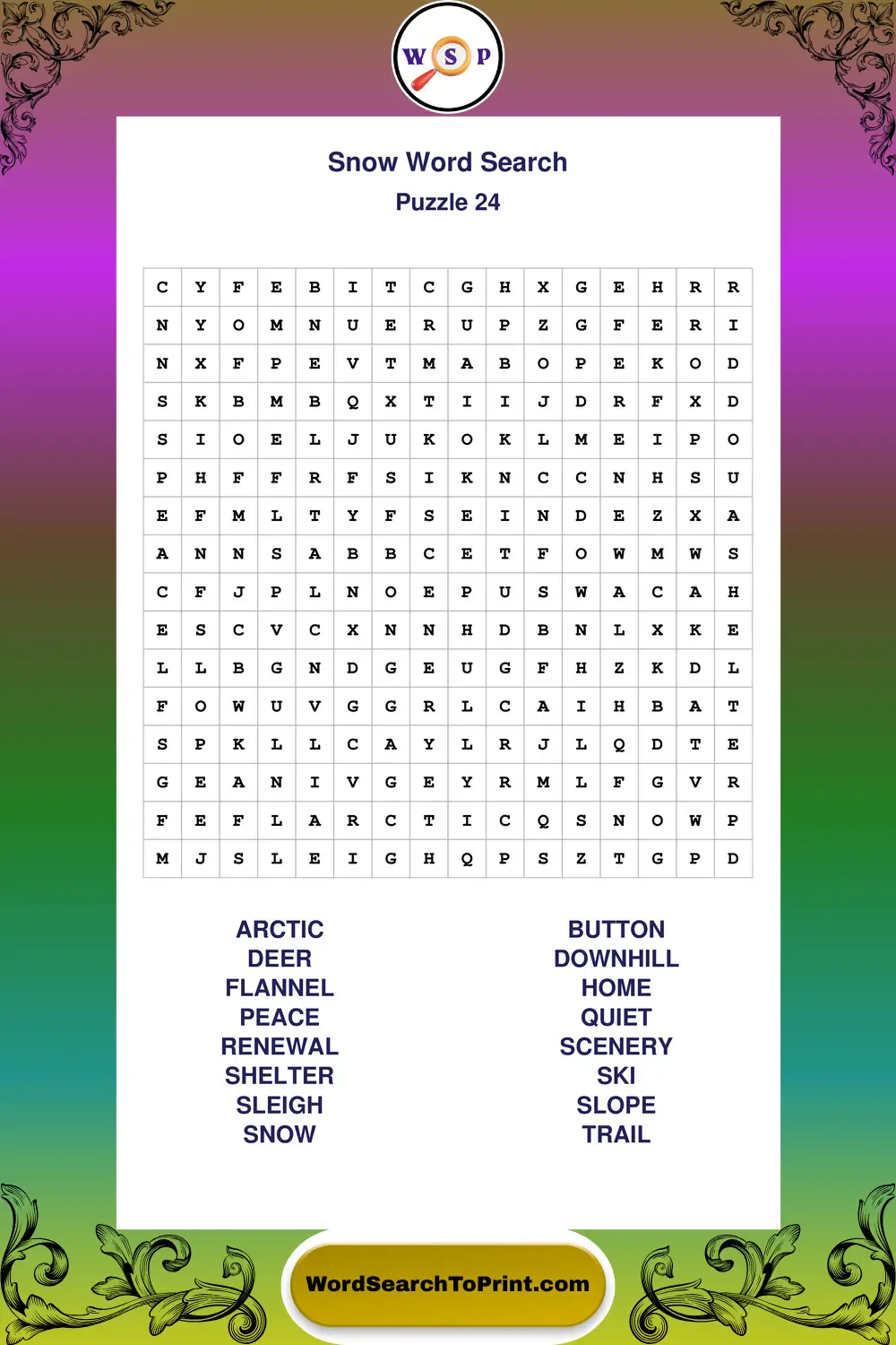 Snow Word Search Puzzle 24