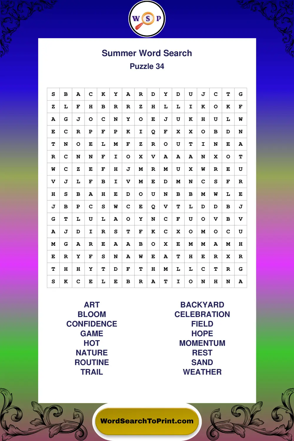 Summer Word Search Puzzle 34