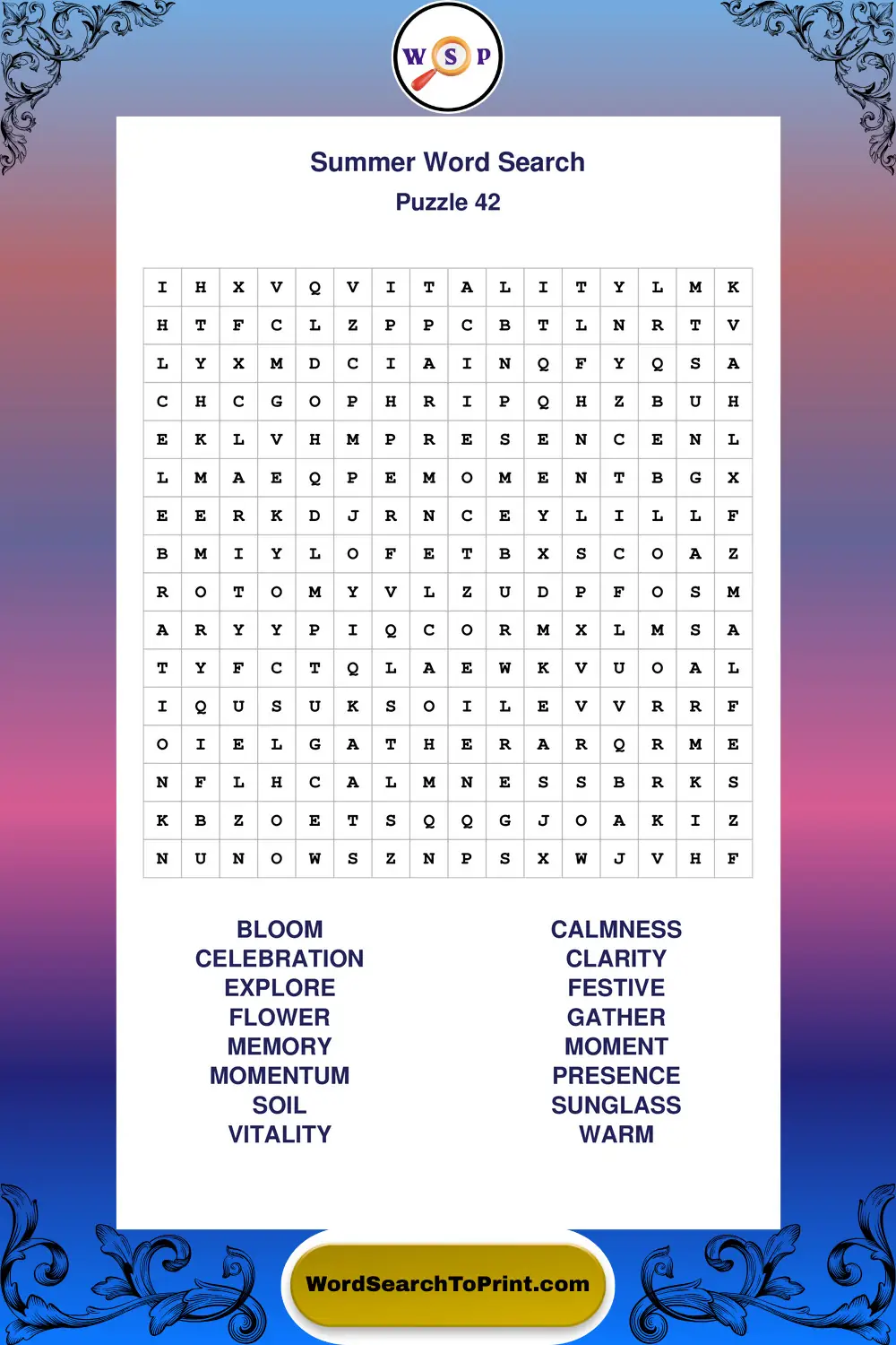 Summer Word Search Puzzle 42