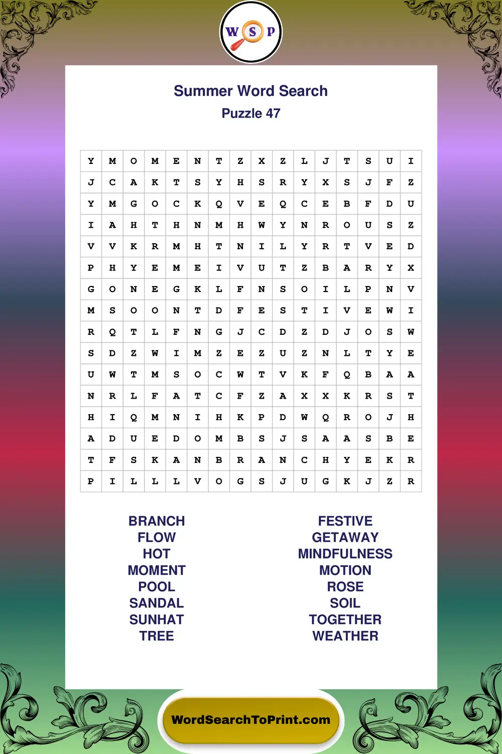Summer Word Search Puzzle 47