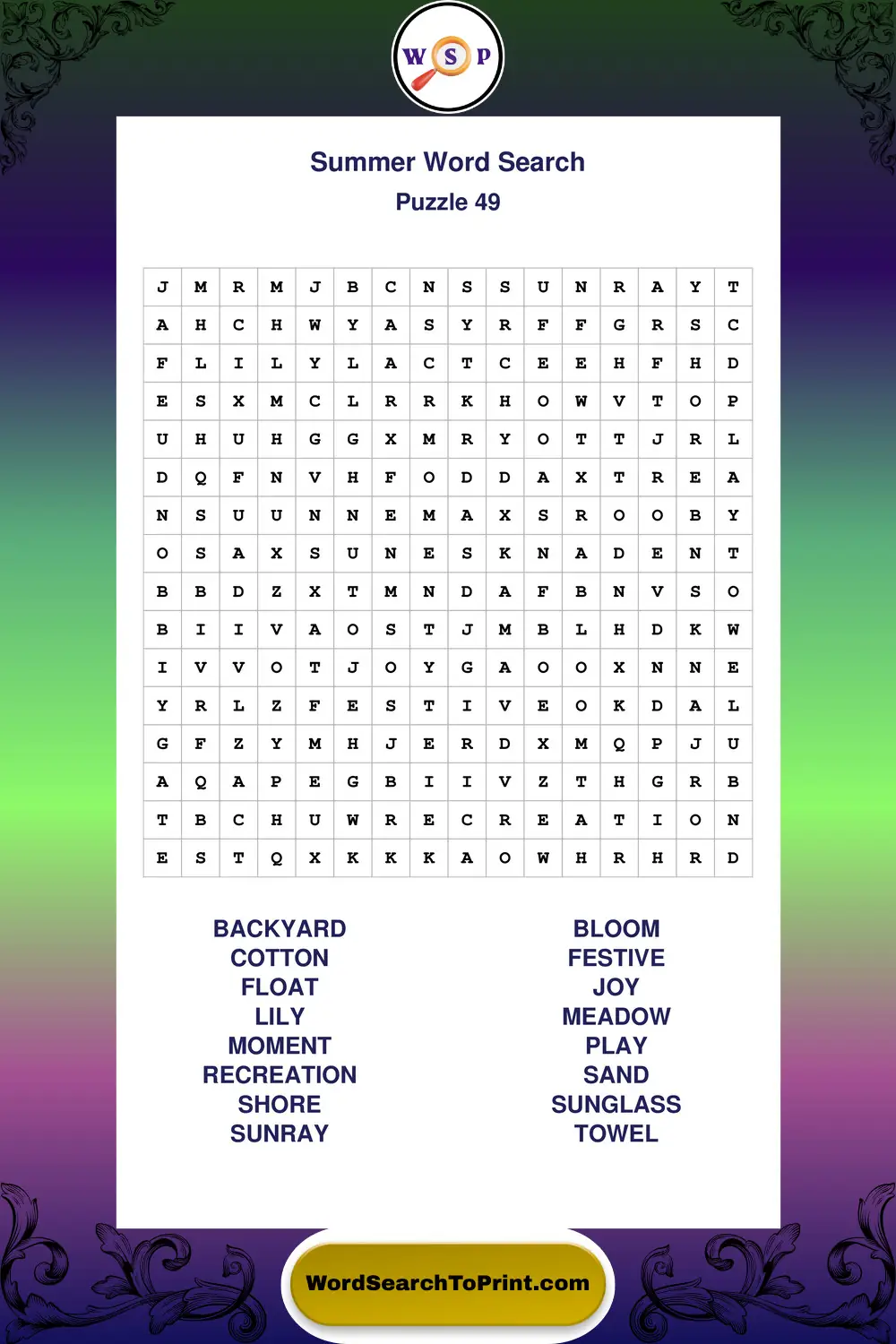 Summer Word Search Puzzle 49