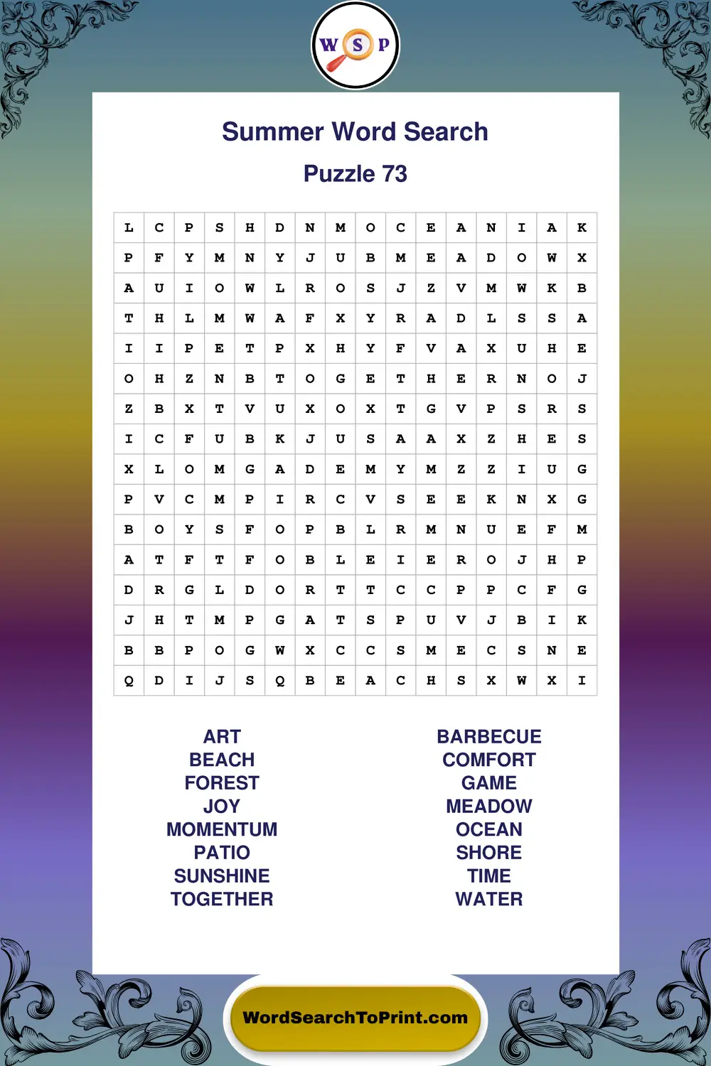 Summer Word Search Puzzle 73