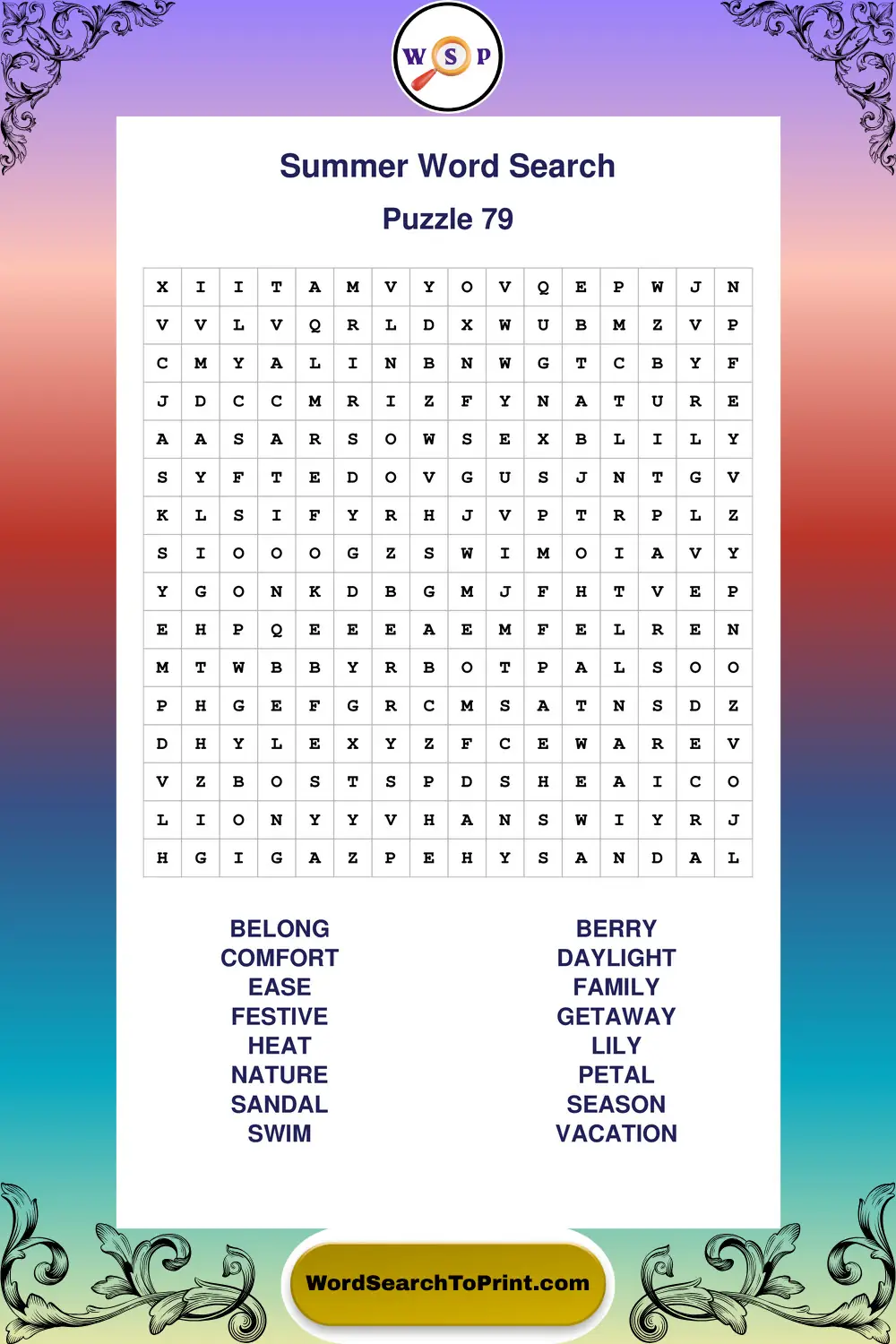 Summer Word Search Puzzle 79