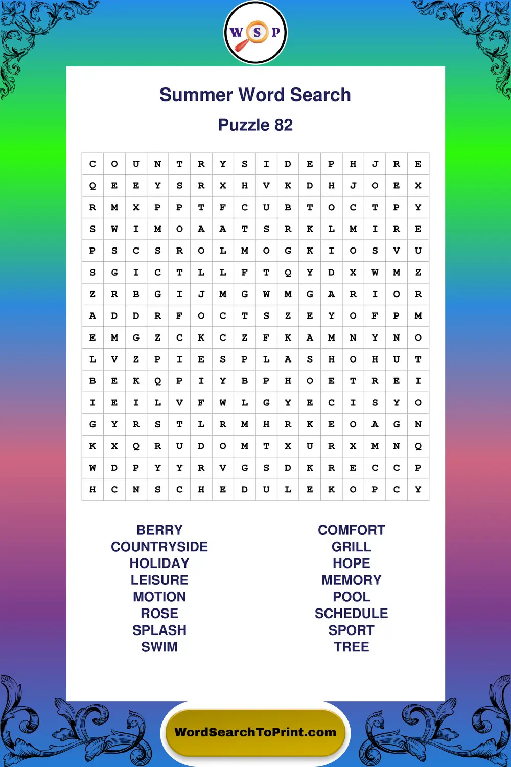 Summer Word Search Puzzle 82