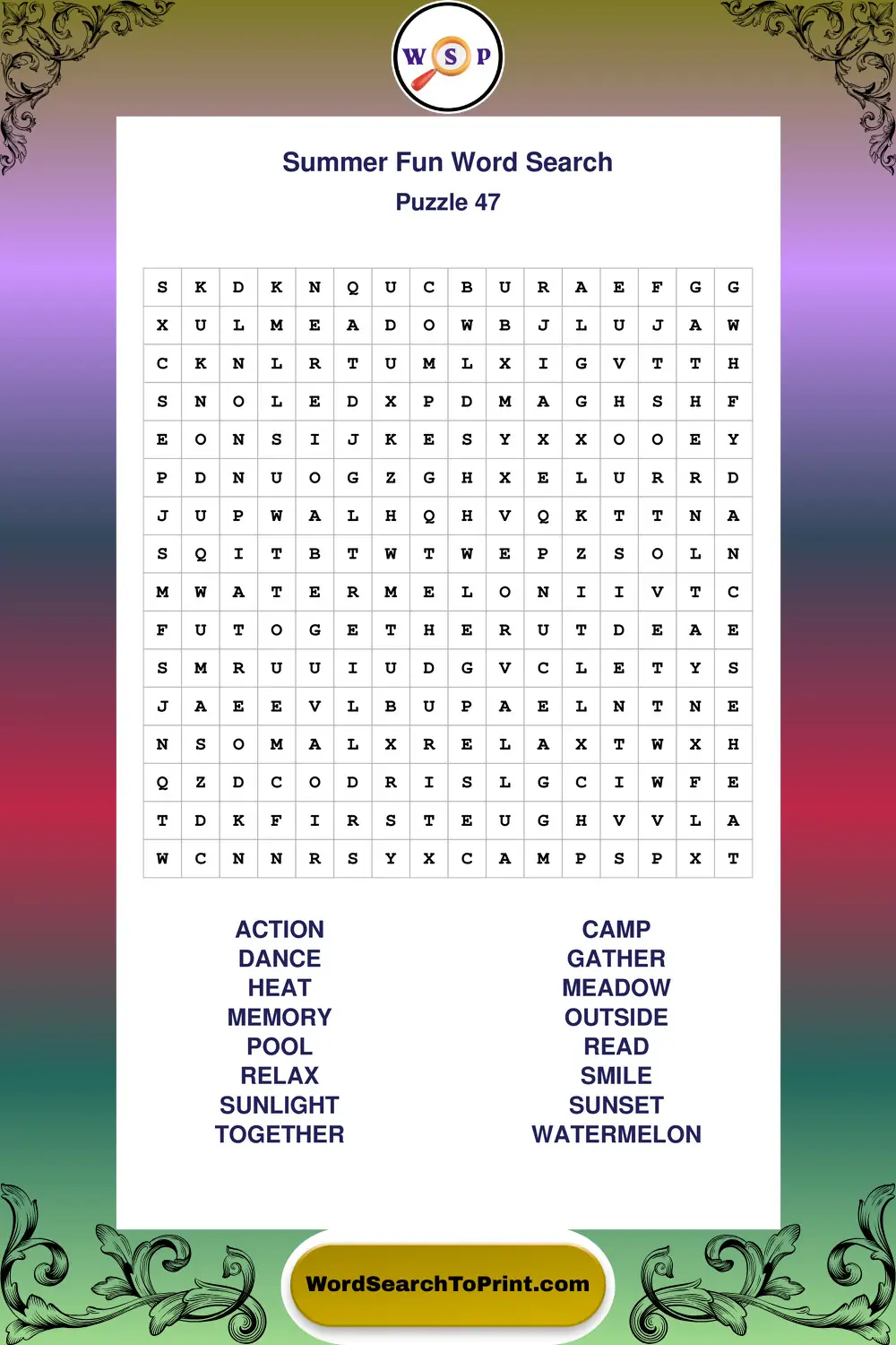Summer Fun Word Search Puzzle 47