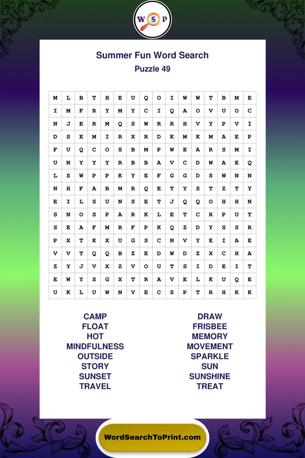 Summer Fun Word Search Puzzle 49