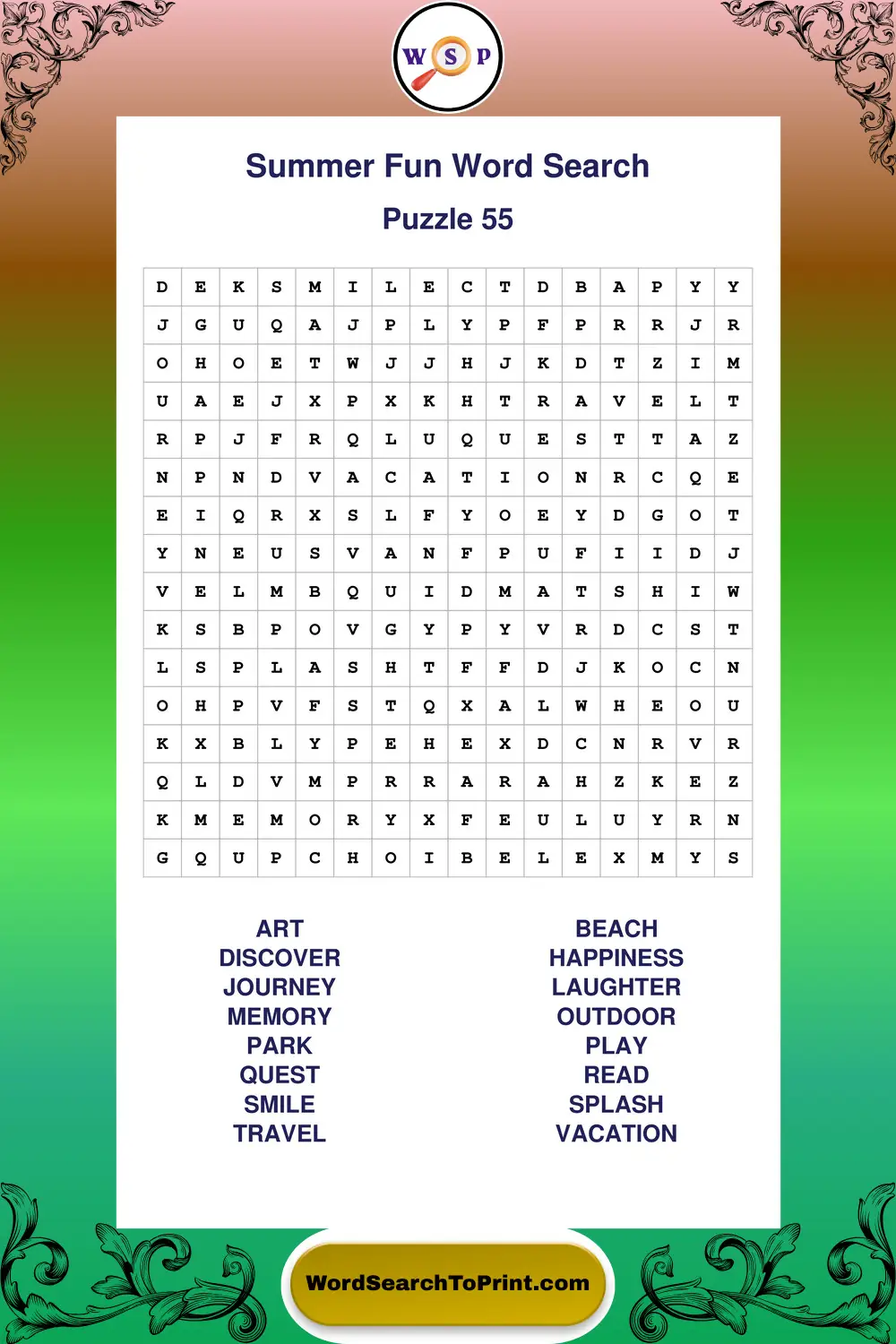 Summer Fun Word Search Puzzle 55