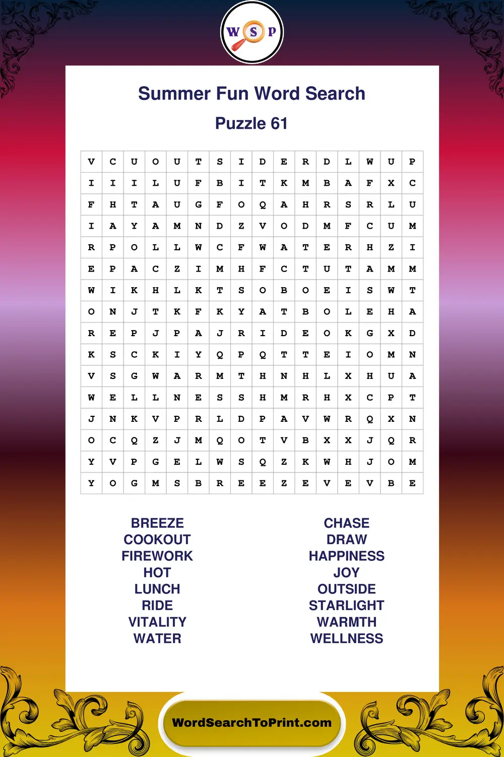 Summer Fun Word Search Puzzle 61
