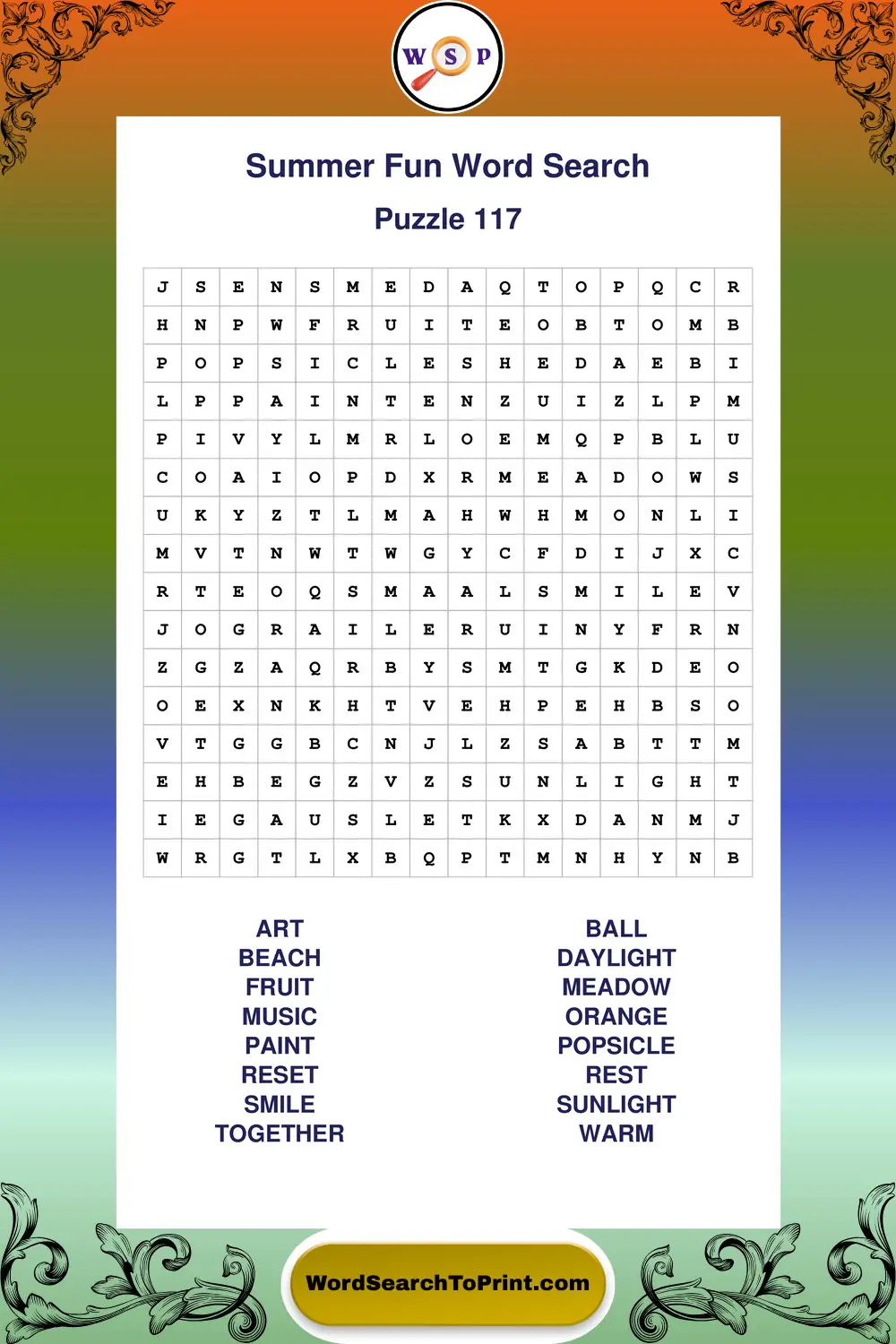 Summer Fun Word Search Puzzle 117