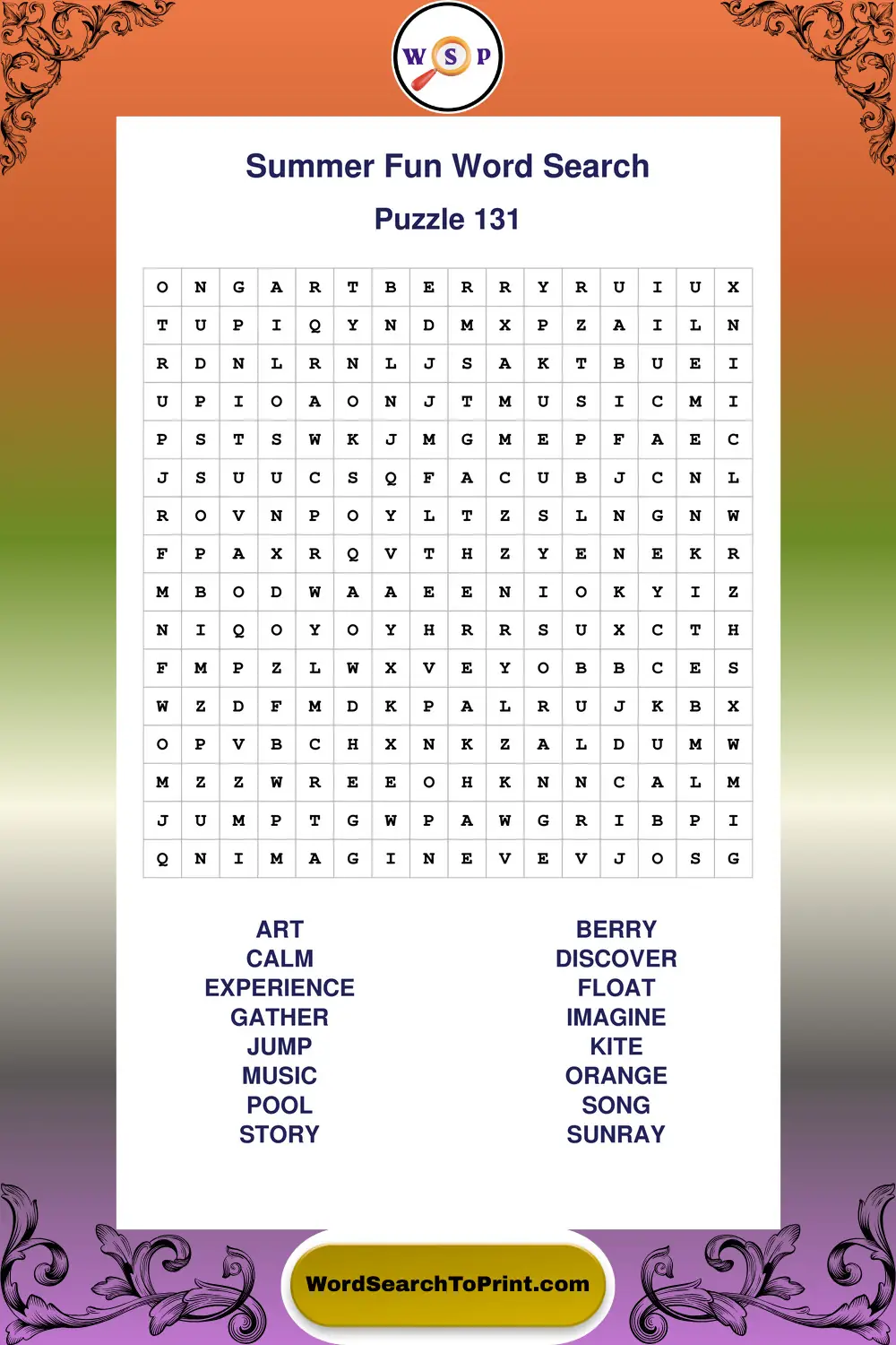 Summer Fun Word Search Puzzle 131