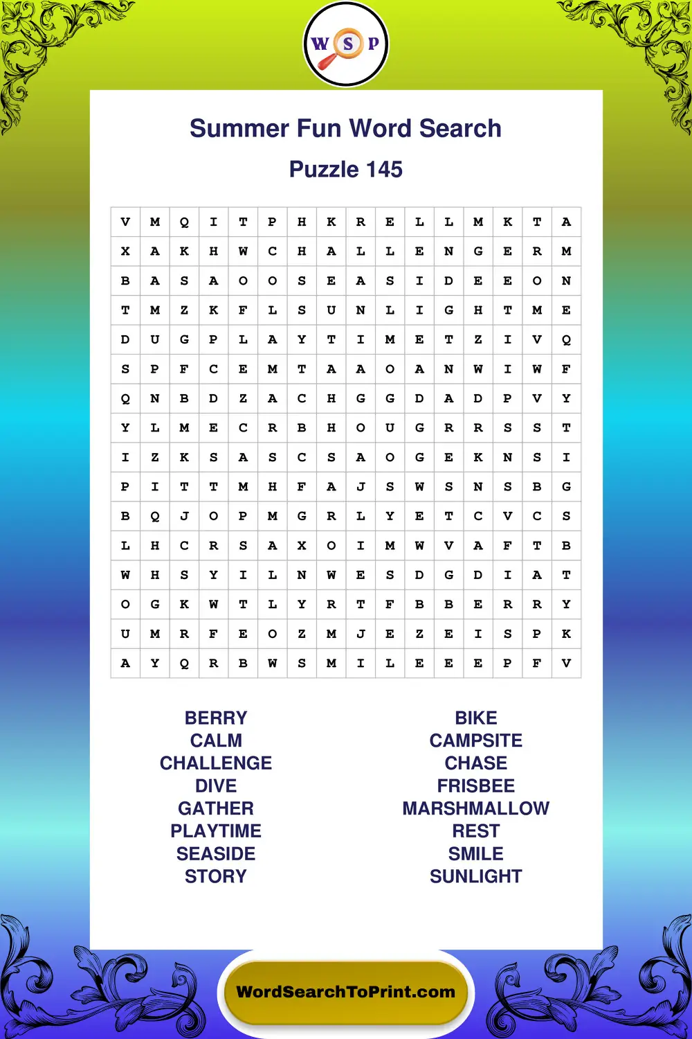 Summer Fun Word Search Puzzle 145