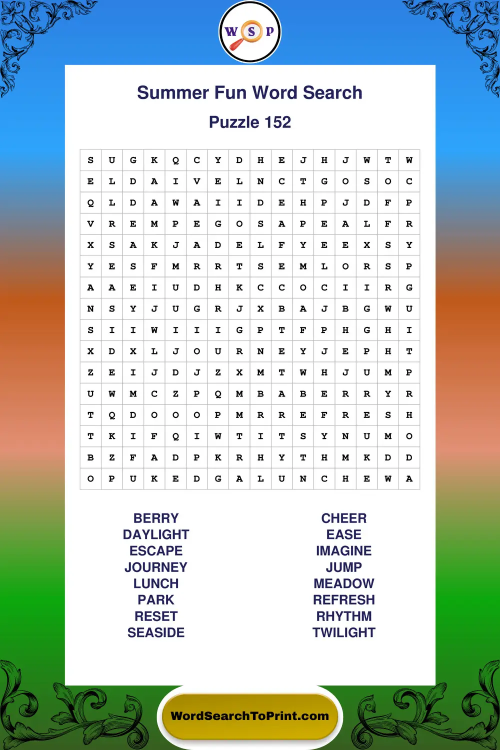 Summer Fun Word Search Puzzle 152