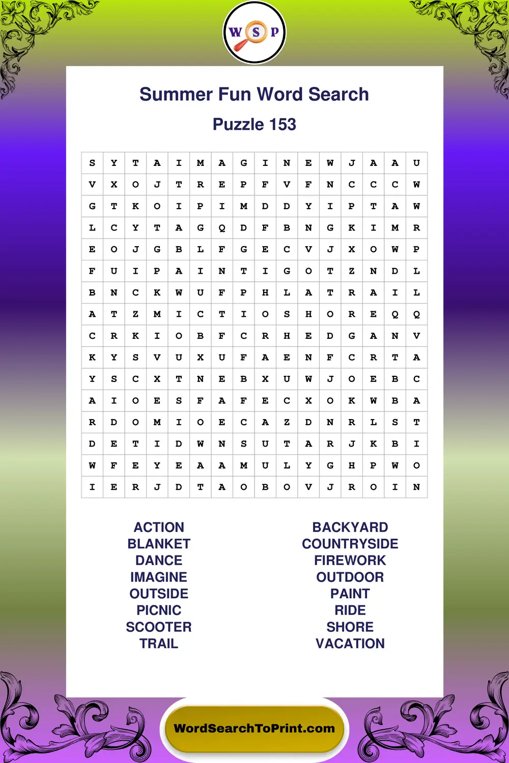 Summer Fun Word Search Puzzle 153