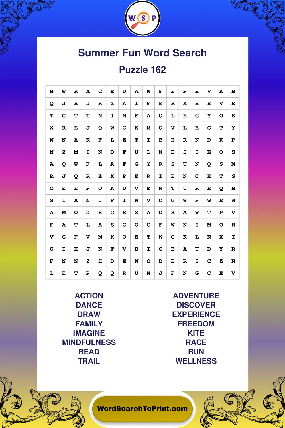 Summer Fun Word Search Puzzle 162